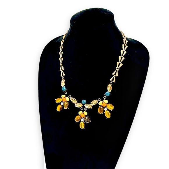 EVEREVE Sunset-Toned Tigers Eye & Citrine Brass Statement Necklace | NWT - Picture 6 of 8